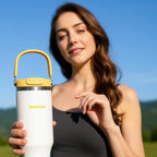 Insulated Stainless Steel Bottle 40oz with 2-in-1 Straw and Spout Lid Water Bottle Keep Cold 24H, Leak-Proof, Fits in Car Cup Holder, Travel, and School（off-White）