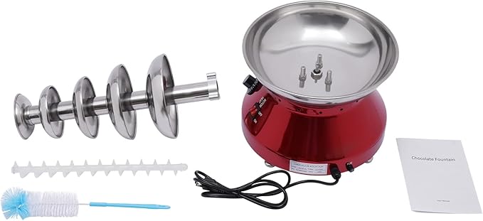 Commercial Chocolate Fountain Machine 5-Tier, 7 Lb Large Capacity Stainless Steel Melting Heater, 3000ml 230w 110v, for Hot Chocolate, Nacho Cheese, Liqueurs Electricfor Wedding, Party (Red)