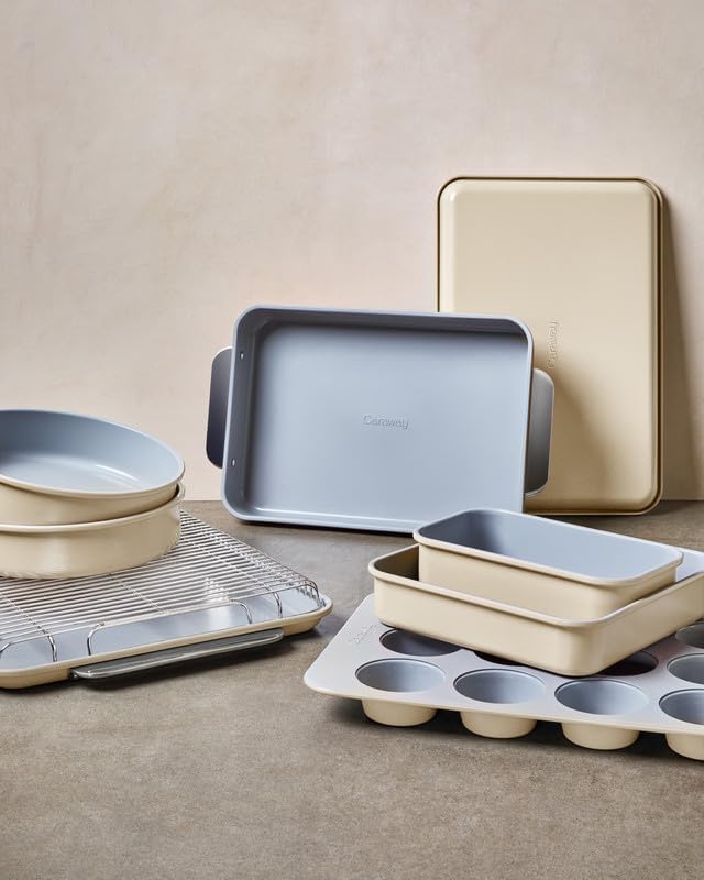 Caraway Non-Stick Ceramic 9” Square Pan - Naturally Slick Ceramic Coating - Non-Toxic, PTFE & PFOA Free - Perfect for Brownies, Lemon Bars, Cakes, & More - Navy