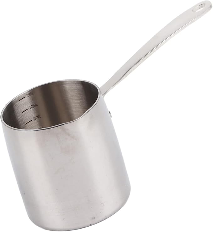 Butter Warmer Pot Quick Heat Conduction Three Layer Stainless Steel Butter Warmer with Accurate Scale Holes (700ML)