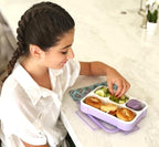 Bento-Box with Lunch Bag and Ice Pack Set. Containers for Kids Girls Adults Snacks and Lunches. 4 Compartments, Leak-proof Portion Container Boxes Insulated Bags for School, Purple