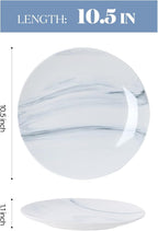 bestone Dinner Plates, 10.5 Inch Plates Set of 6, Porcelain Round Dessert Salad Dinner Plates, Serving Dishes for Kitchen, Dishwasher, Microwave, Freezer, Oven Safe, Marble Blue