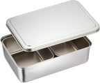 TIKUSAN Stainless Steel Seasoning Container Yakumi Pan Spice Storage Box Tray with Lid Medium Size Made in Japan (2 Containers)