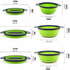 Collapsible Colander Set of 3 Round Silicone Kitchen Strainer Set 1 pcs 7 Quart, 1 pcs 4 Quart,1 pcs 2 Quart Perfect for Draining Pasta, Vegetable and fruit for Kitchen and Travel Use (Round)
