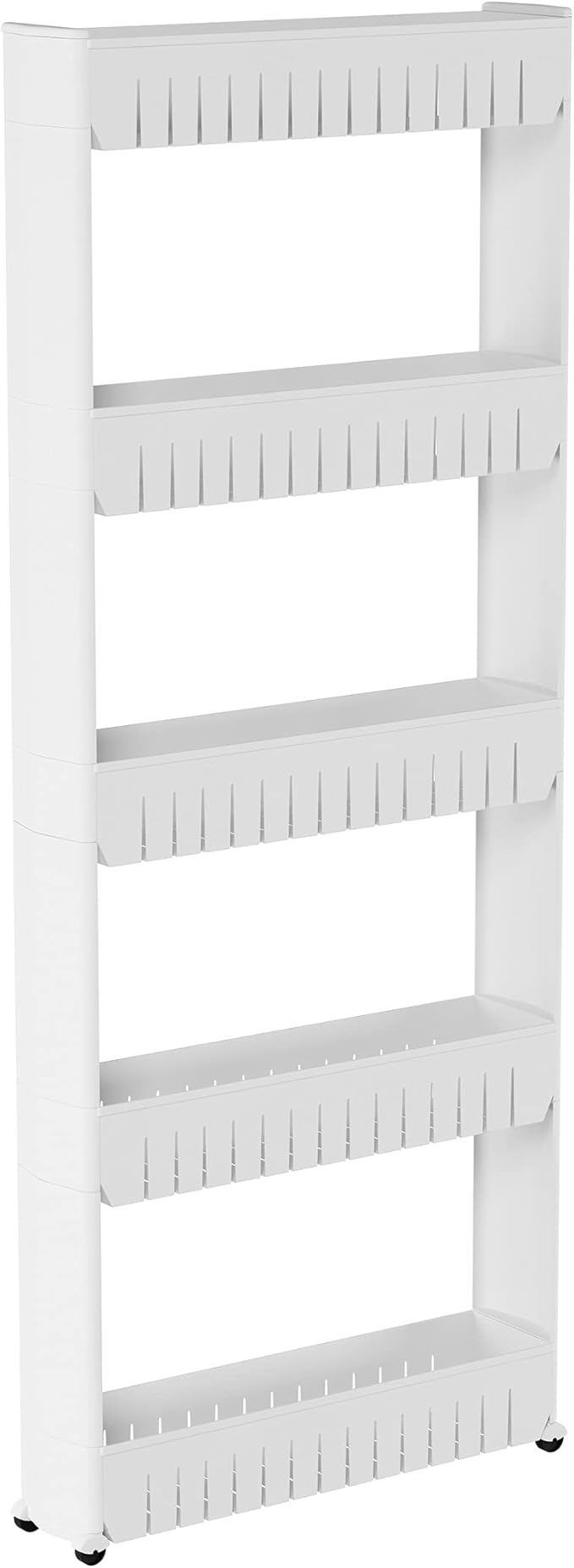 Slim Rolling Storage Cart - 5-Tier Utility Cart with Wheels for Bathroom, Kitchen, and Laundry Room - Bathroom Shelves by Lavish Home (White)