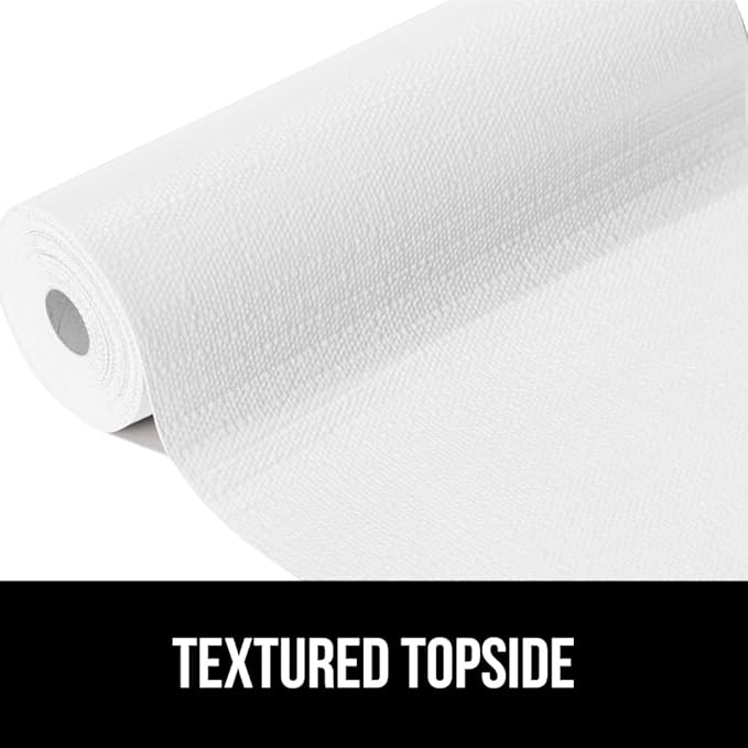 GORILLA GRIP DripGuard Drawer and Shelf Liner for Cabinet, 20x240 Inch, Slip Resistant Non Adhesive Protection for Kitchen, BPA Free Smooth Surface Plastic Liners for Cabinets, Bathroom Drawers, White