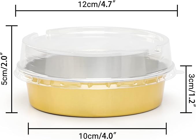 Beasea Aluminum Foil Pie Pan 4 inch Round Oven Baking Mini Cake Pan, 20 Pcs 8 Oz Aluminum Pie Pan Tin Golden Tart Pans for Pie Tart Quiche