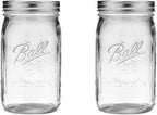 Ball Wide Mouth Glass Mason Jars with Lids and Bands, Used for Canning, Pickling, Juice, Jam, Jelly, Quart Size 32 Ounce (Pack of 2)