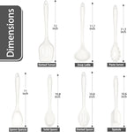 P&P CHEF Silicone Cooking Utensils Set of 7, Heat-proof Kitchen Utensils Set for Nonstick Cookware, Non-stick Spatula, Slotted Turner, Soup Ladle, Pasta Server, Spoon for Cooking Serving - White