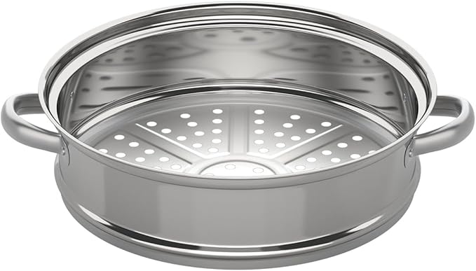 3-Tier Stainless Steel Steamer Pot with Explosion-Proof Glass Lid, 11'' Food Steamer Cooker, Stackable Pan Insert for Induction/Gas/Electric Stoves, 3 Separate Steam Cookware Pot Saucepan