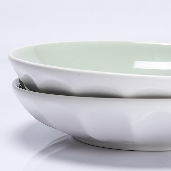 Set of 6 Dinner Plates 8 Inch, Green Porcelain Plates, Microwave Oven Dishwasher Safe Scratch Resistant