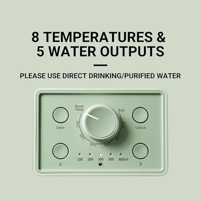 BUYDEEM S9013 Instant Hot Water Dispenser, Countertop Water Boiler & Warmer for Tea, Coffee and Baby Formula, Adjustable 8 Temperatures & 5 Water Outputs, 3L Water Tank(102oz), Green