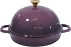 Cast Iron Bread Oven With Cloche Lid for Baking - Magenta Enameled Dutch Oven With Dome Lid for Sourdough - 2.6 qt