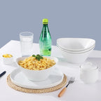 Porcelain Salad Bowls, 38 Ounce pasta bowls set of 4, 8 inch White serving bowls for cereal, soup, ramen, snacks, rice, Oven Dishwasher Safe