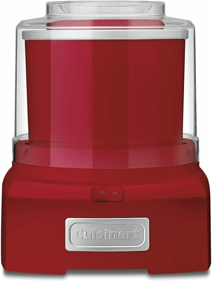 Cuisinart Ice Cream Maker Machine, 1.5 Quart Double Insulated Ice Cream Machine, Sorbet and Frozen Yogurt Maker, Ready in 20 Minutes, ICE-21RP1, Red