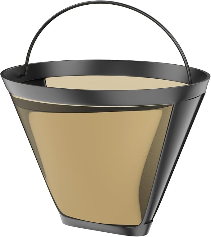 Gold Coffee filter - Permanent Reusable #4 Cone Shape metal Coffee Filter Compatible with Ninja CFP301 CFP201 Coffee Accessories - 4-1PCs