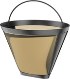 Gold Coffee filter - Permanent Reusable #4 Cone Shape metal Coffee Filter Compatible with Ninja CFP301 CFP201 Coffee Accessories - 4-1PCs