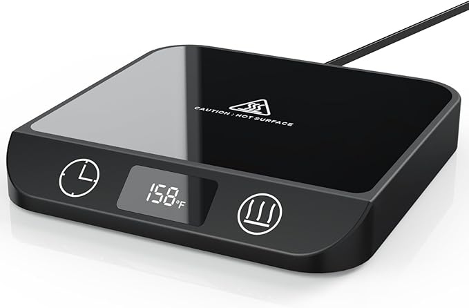 Coffee Mug Warmer, 20W Fast Heating & Constant Temperature Control, 6-Temp Settings, 1-12H Timer, Candle Warmer, Compatible with Various Cups for Coffee, Tea, Milk (Black)