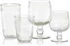 Zodax Tuscan Handmade Etched Glass - Set of 4 (Wine S/4)