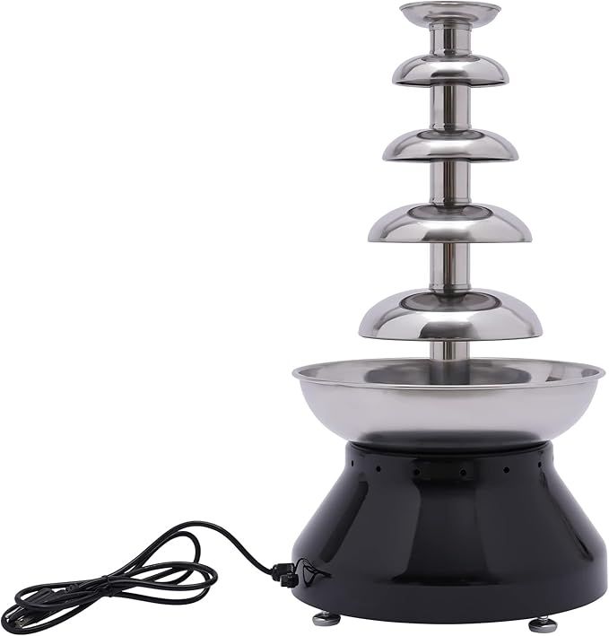 5 Tier Chocolate Fountain, 230W 3000ml/7LBS Stainless Steel Electric Chocolate Fondue Fountain Machine 86-230 °F Hot Chocolate Fondue Tower for Party, Wedding, Buffet