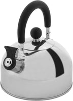 Lily's Home 2 Quart Whistling Tea Kettle, Stainless Steel Stovetop Kettle for Gas & Induction Tops, Classic Whistle Spout, Cool-Touch Handle for Safe Pouring - Perfect for Home, Kitchen, Dorm