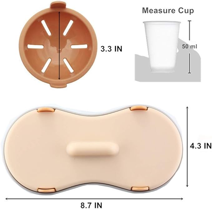 Microwave Egg Poacher, 2 Packs Poached Egg Cooker with Measure Cup, Dishwasher Safe BPA Free, Egg Maker Poached Egg Steamer Blue+Orange