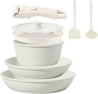 8PCS Ceramic Cookware,Nonstick Ceramic Pan, Removable Handle Pots and Pans Set, Stackable Pan Set, Nonstick Pots and Pans Set Non Stick pot for Home,RV