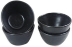 RoRo Handmade Matte Black Ceramic Conical Sauce Bowls - 3 Ounce, Set of 4, Elegant Artisan Crafted Dishes for Dips, Spices, and Condiments, Lead-Free and Cadmium-Free