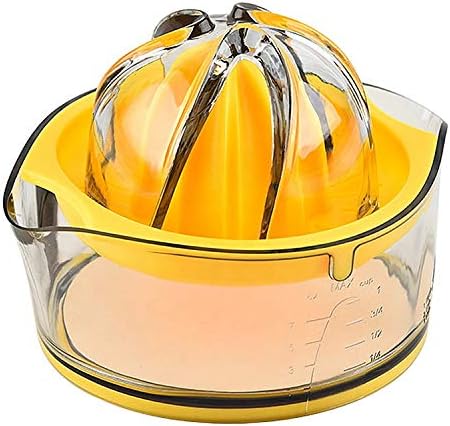 Citrus Lemon Orange Juicer, Manual Hand Squeezer with Built-in Measuring Cup and Strainer, 8OZ (Yellow)