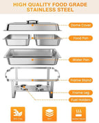 GarveeHome Chafing Dish Buffet Set 2 Pack, 8 QT Food Servers and Warmers Stainless Steel Chafer with Water Pan for Weddings, Parties, Banquets, and Catering