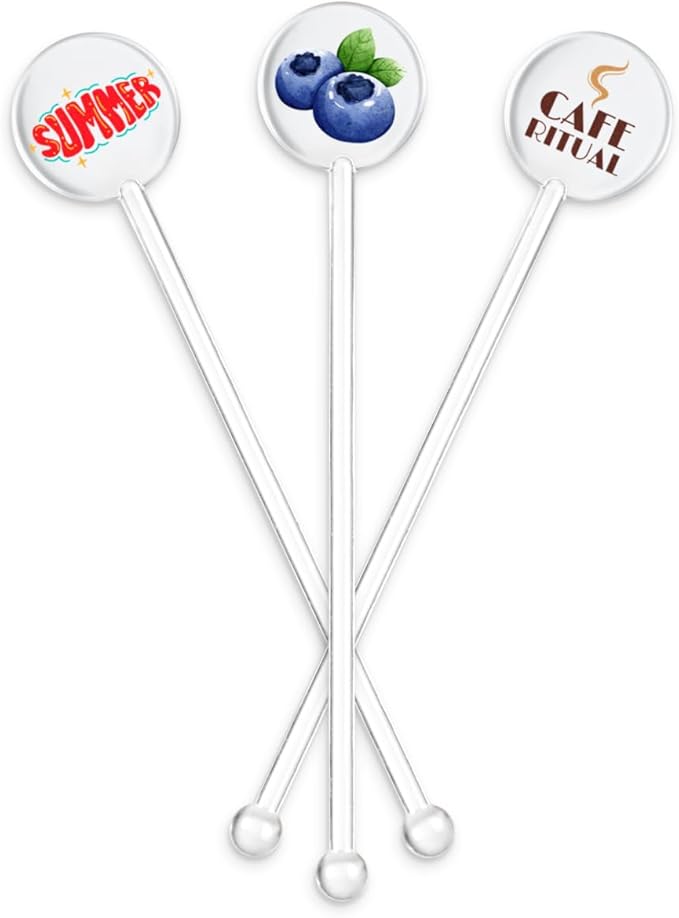 5.5" Custom Clear Disc-Top Stirrer – Personalized Drink Stirrers with Full-Color Logo – Sleek Branding for Bars, Events & Promotions – 50 Pack