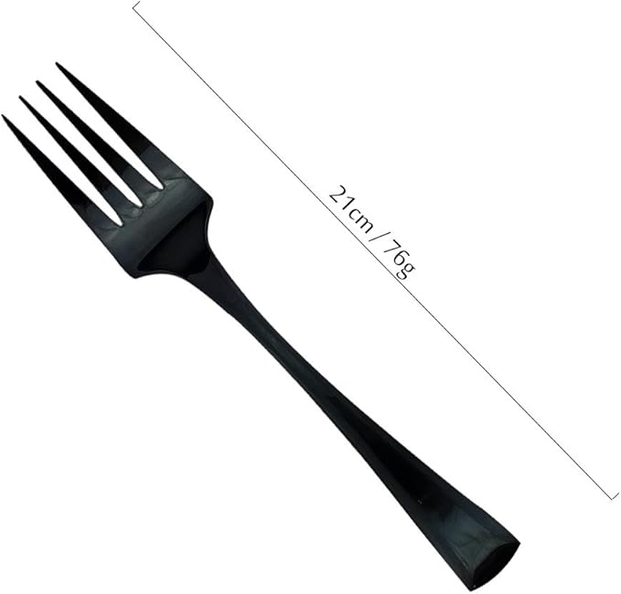 JASHII 18/10 Stainless Steel Mirror Polished Black 2 Pcs Spoon & 2 Pcs Fork Black Server Utensil Set