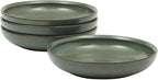 Gibson Elite Beckett 4-Piece 9 Inch Dinner Plate Bowl Set – Reactive Glaze Stoneware – Shallow Pasta Bowls – Wide-Rim Round Shape – Microwave & Dishwasher Safe - Green