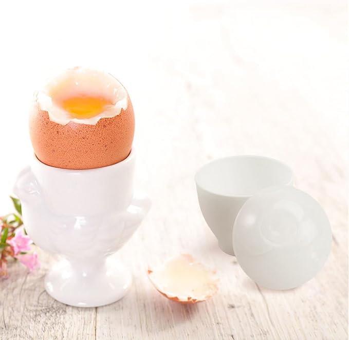 4Pcs Microwave Egg Cookers Poacher Cups with Lid, Pp Material, 3.74X2.55 Inch, White, for Quick and Healthy Breakfast, Mini Egg Cooking Tool