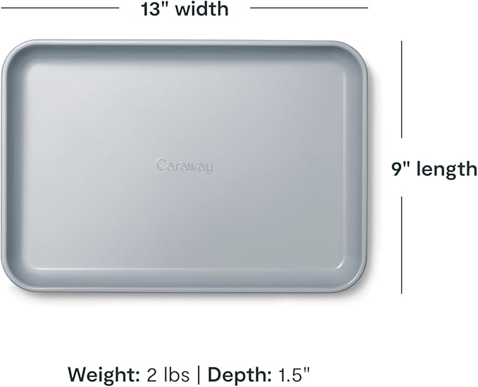 Caraway Nonstick Ceramic Small Baking Sheet Duo (9x13”) – Non-Toxic, PTFE & PFOA Free – Oven Safe – Aluminized Steel Core – Mini Sheet Pan for Baking, Roasting & More - Cream