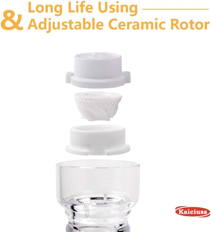 Salt Pepper Grinder Mill Arcylic,the Best Peppercorn Grinder with Adjustable Mill-Clear