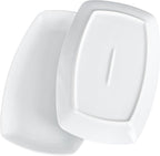 Ceramic Serving Platter Set, 4 Pcs 10 inch Rectangular Serving Tray for Entertaining at Parties and Weddings, White Platter Rectangular Dishes Dinner Plates for Appetizer Meat Bread Dessert and Sushi