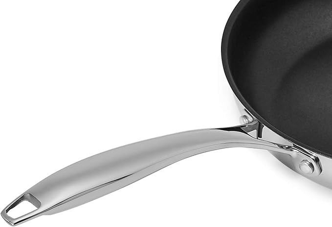 Amazon Basics 2-Piece Non-Stick Stainless Steel Fry Pan Set, Oven and Induction Safe, 10-Inch and 8-Inch