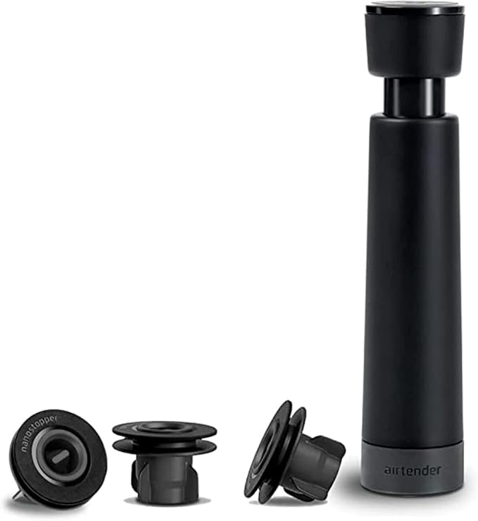 Airtender Wine Vacuum Pump Preserver with 3 Reusable Bottle Stopper Vacuum Seals for Wine Storage
