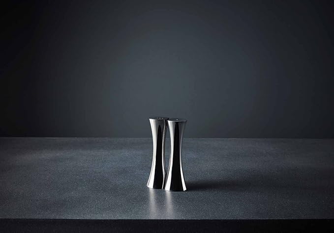 nambe Kissing Salt & Pepper Shakers | 2-Piece Set | Kitchen Tool | Salt Sugar Spice Pepper Seasoning Bottle for Table, RV, Camp, BBQ | 1.5-Ounce | Made of Metal Alloy | Designed by Karim Rashid