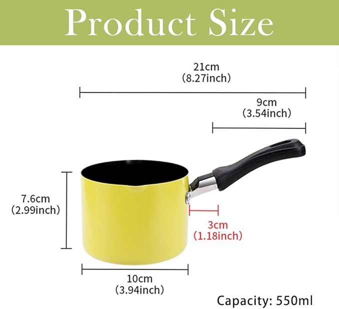 Mini Saucepan, 0.5QT Green Nonstick Butter Warmer with Handle 2 Pour Spouts Multi Milk Pot Stockpot Practical Small Melting Pot Valentine's Day