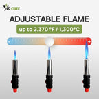 Jo Chef Kitchen Torch with Butane Included – Refillable Lighter with Safety Lock & Adjustable Flame, Blow Culinary Torch for Cooking, BBQ, Creme Brulee, DIY and Soldering - 1 Can (3.38oz) Included