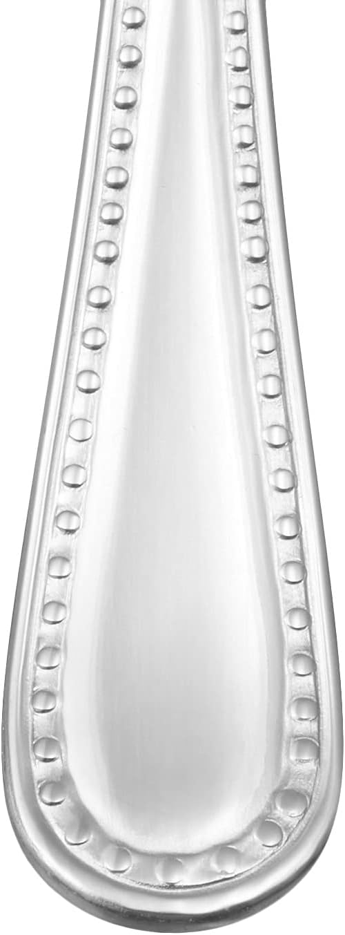 Amazon Basics Silverware Set, Stainless Steel Flatware, Dishwasher Safe, Service for 4, 20-Piece Forks and Spoons, Pearled Edge