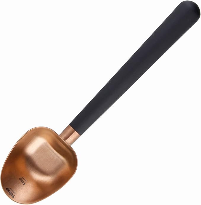 Easyworkz Stainless Steel Long Hollow Handle Coffee Scoop,7g Measuring Spoon for Ground Coffee and Loose Leaf Tea, Rose Gold-Black
