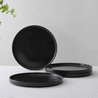 Stone Lain Coupe - Celina Stoneware Round Dinner Plates Set, 4-Piece, Black Matte