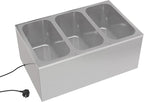 KoolMore Commercial Bain Marie Countertop Food Warmer, Soup Station, and Buffet Table Server with Three Serving Section, Stainless-Steel Steamer with Auto Shut Off (CFW-3), Silver