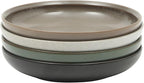 Gibson Elite Beckett 4-Piece Multi-Color 9 Inch Dinner Plate Bowl Set – Reactive Glaze Stoneware – Shallow Pasta Bowls – Wide-Rim Round Design – Microwave & Dishwasher Safe