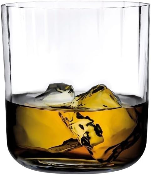 NUDE Whiskey Glasses Set of 2 – Neo 12.75 oz Lead-Free Crystal Rocks Glasses for Whisky, Scotch & Bourbon – Bevelled Edge, Flared Rim, Handmade Bar Tumblers Luxury Gift Set