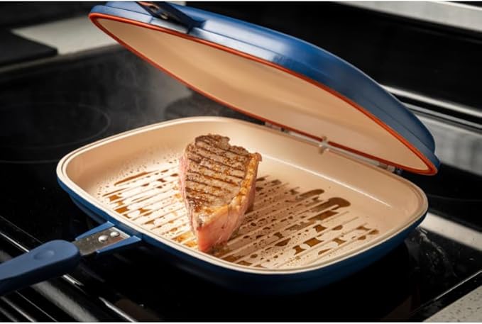 Mundial 12-Inch Take-A-Part Double Skillet – Nonstick Ceramic Coated Frying Pan for All Stovetops (Gas, Electric, Induction, Ceramic) – Dishwasher Safe with Extra Silicone Seal