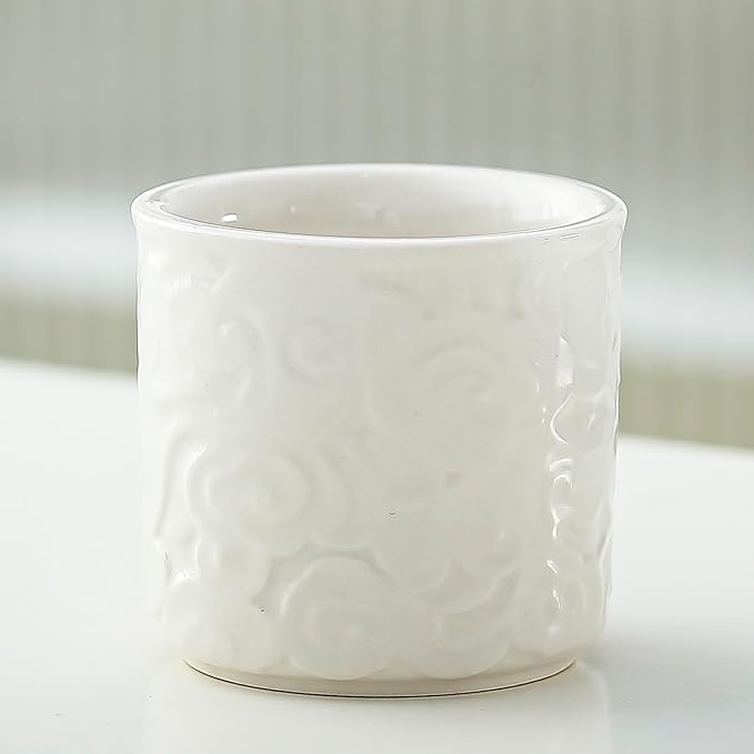 Ceramic Espresso Cups Set of 2 or 4-3oz Demitasse Cups for Coffee & Tea, No Handles, Durable & Dishwasher Safe (white, 4)